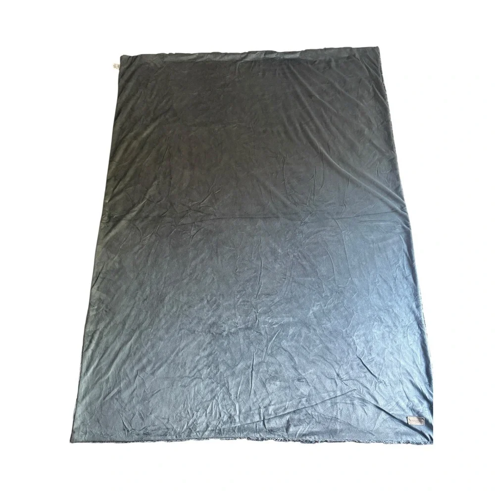 KOOLABURRA BY UGG THROW BLANKET SOFT FAUX FUR FLEECE GRAY 50 X 70 REVERSIBLE EUC